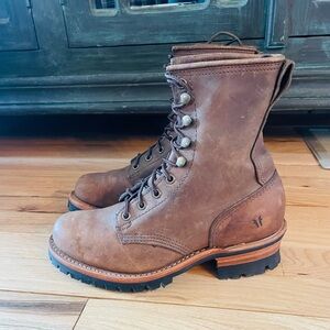 Frye 6G Combat Short Lace Up Boots Brown Sz 9 New